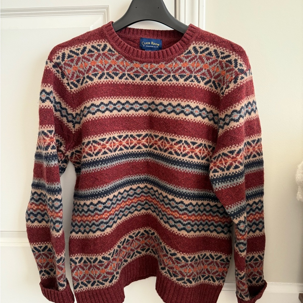 Vintage Club Room Classic Red Patterned Sweater by